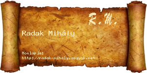 Radak Mihály névjegykártya